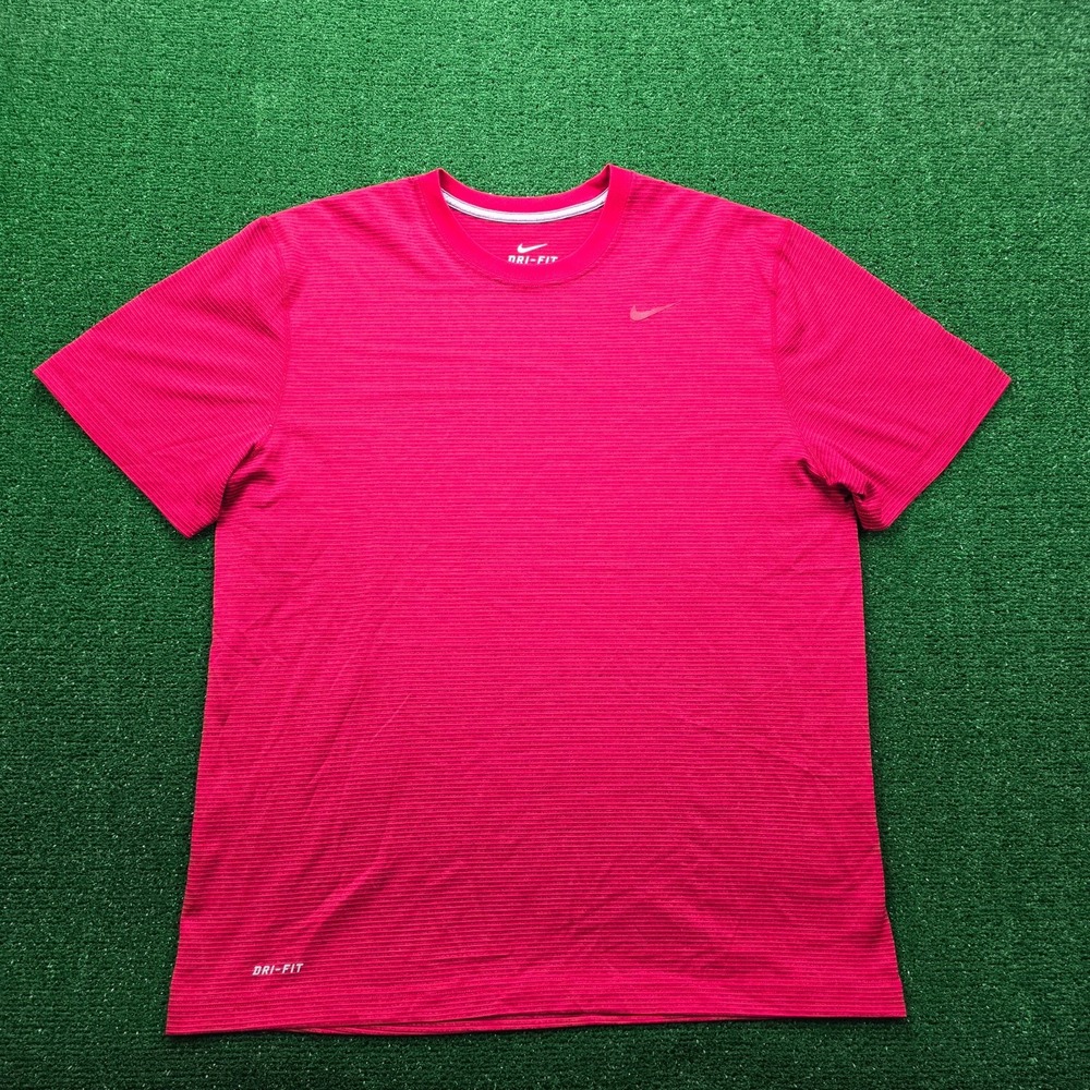 Nike Dri Fit Space Dye Performance Training Shirt Mens XL Red Gym 588623-652
